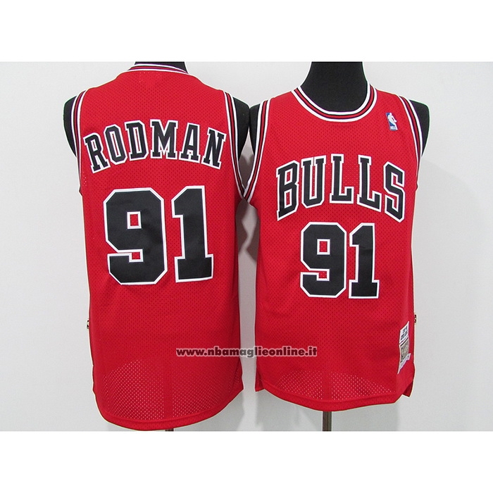 Maglia Chicago Bulls Dennis Rodman #91 Mitchell & Ness 1997-98 Rosso